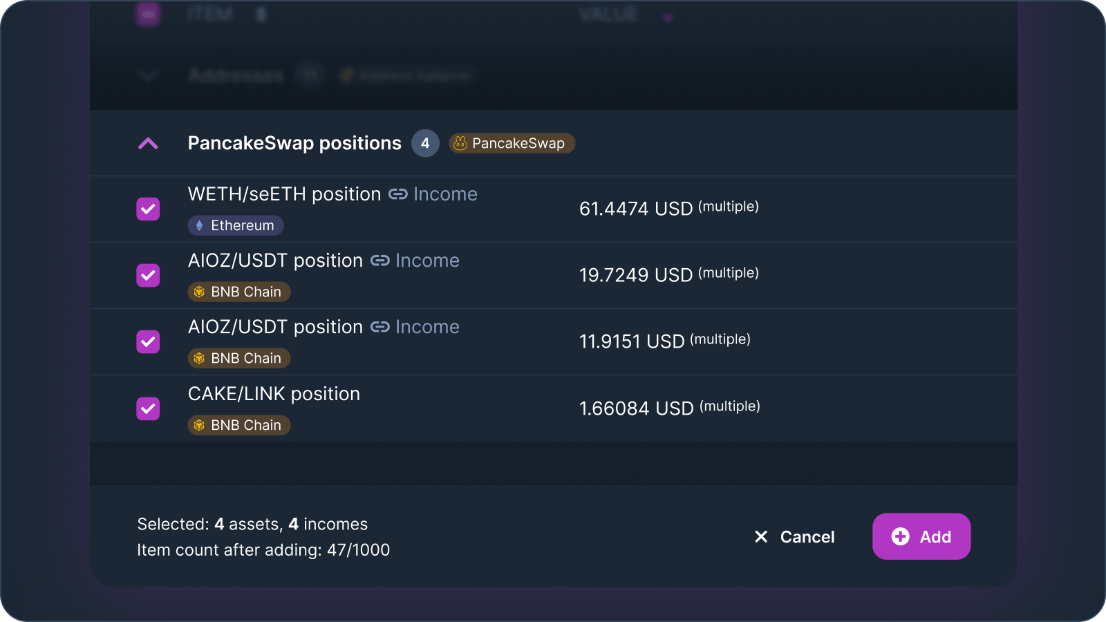 Add PancakeSwap V3 positions - iYield